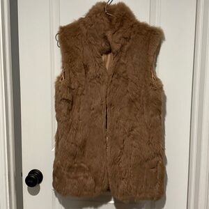 Adrienne Landau Tan Faux Fur Vest